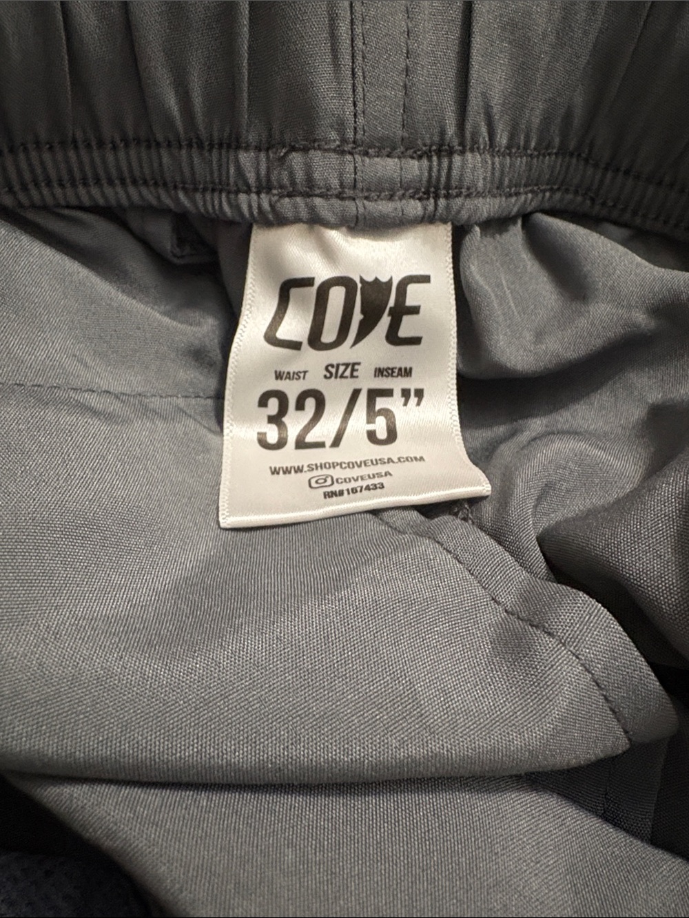 Cove Men's Gray Athletic Swim Shorts with White Drawstring - Picture 3 of 3